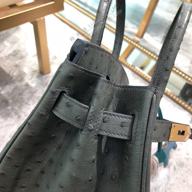 Hermes女包 愛馬仕Birkin30cm Hermes鉑金包 進口k級鴕鳥皮 手工蠟線縫製 Hermes鴕鳥皮手提女包  am1985